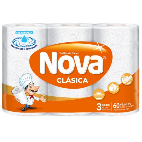 Toalla de Papel Nova Clásica 3 Rollos 12 mts
