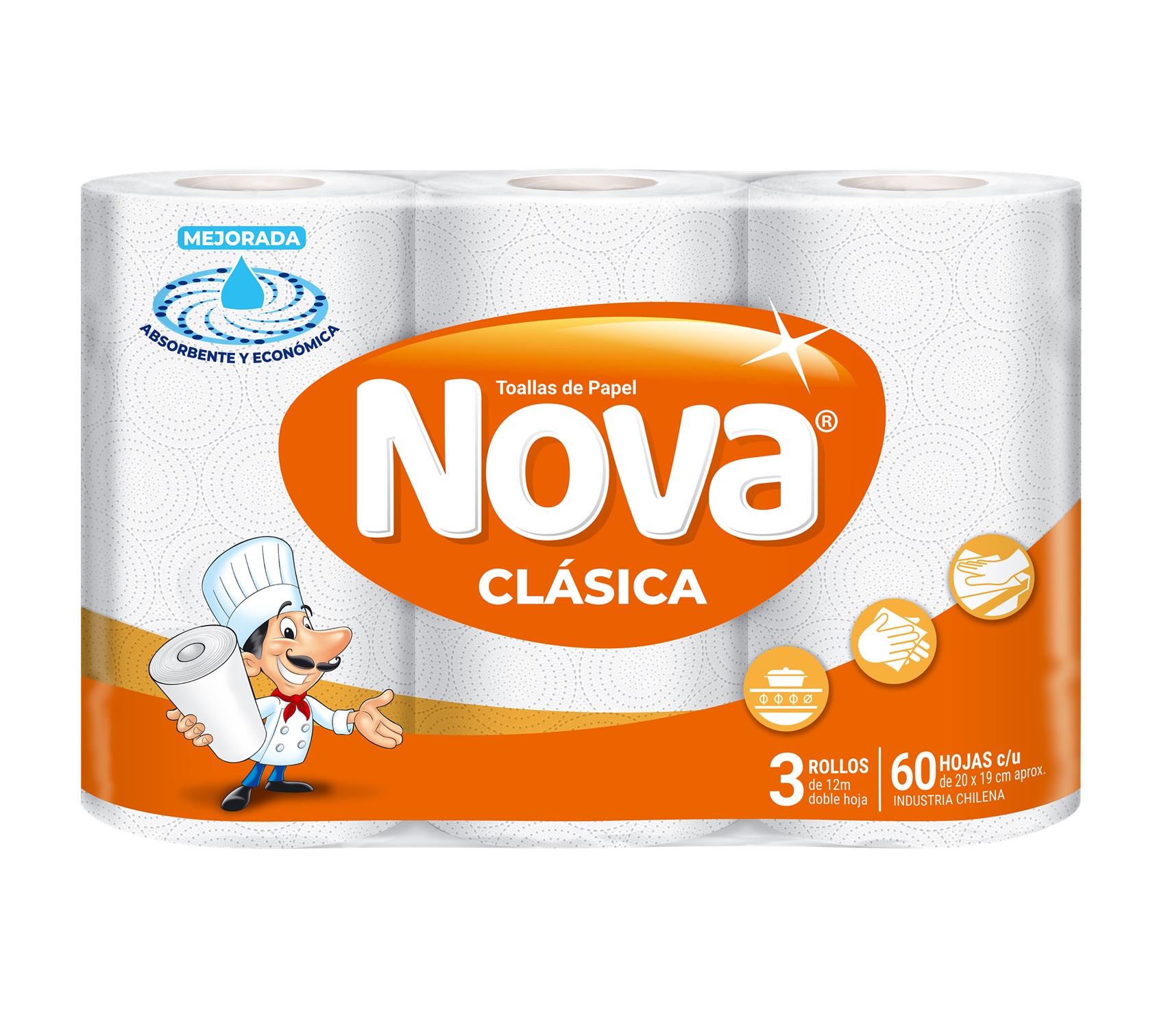 Toalla de Papel Nova Clásica 3 Rollos 12 mts