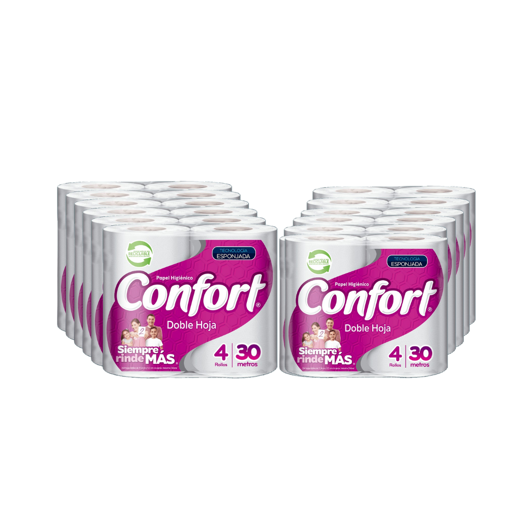 Papel Higiénico Confort Manga 48 Rollos 30 m Doble Hoja