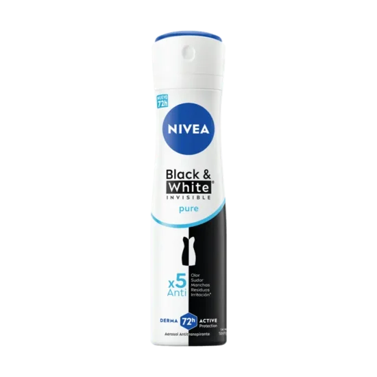 antitranspirante-nivea-black-white-invisible-pure-women-150ml Antitranspirante en Spray Nivea Black & White Invisible Pure Women 150 ml