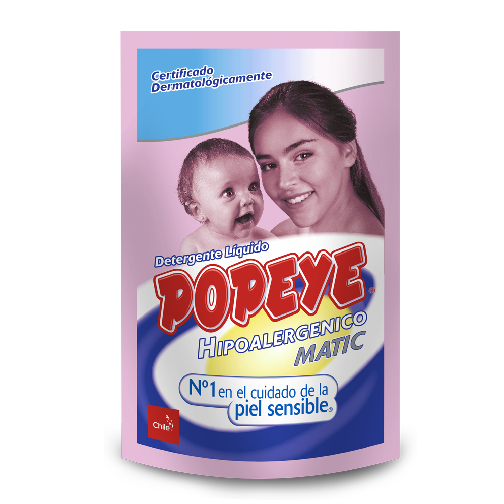 Detergente Líquido Popeye Bebé Hipoalergénico Recarga 800 ml